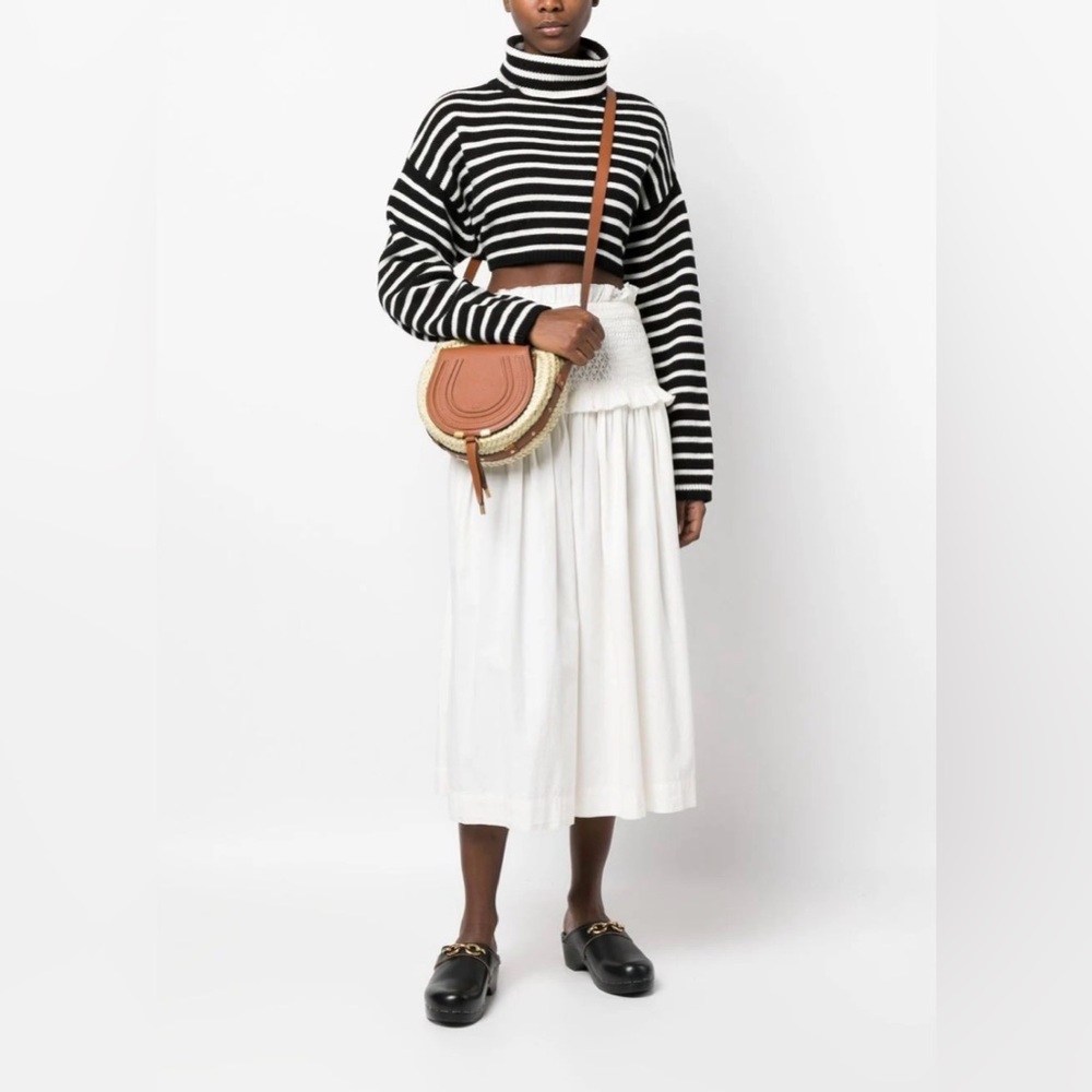 Chloe Marcie Woven Palm Round Crossbody Bag (Tan) - Picture 2 of 16